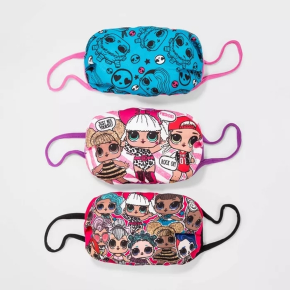 5 Girl's Face Masks 3 LOL Doll, 2 Cat & Jack - Picture 5 of 7